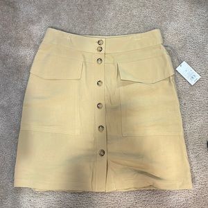 a new day Tan Button Down Midi Skirt with Pockets / Size 14